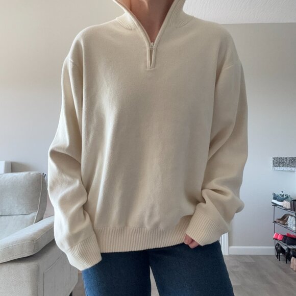 Geoffrey Beene Ivory 1/4 Zip Sweater, Size L - Picture 7 of 8